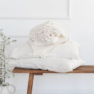 Linen Bed Sheet Set - Fitted Sheet, Flat Sheet, and Pillowcases | Queen, King, Double, Twin Bedding | Natural Linen Sheets | Custom Bedding