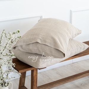 Natural Linen Pillow Covers | Set of 2 Linen Pillowcases | Standard Queen King Euro Linen Pillow Sham Covers | Bed Sham Cases | Bed Linens