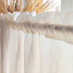 Linen Curtain Panel with Header, Semi Sheer Curtain, Decorative Rod Pocket Curtain, Custom Curtain, Window Treatment - 1 Linen Panel