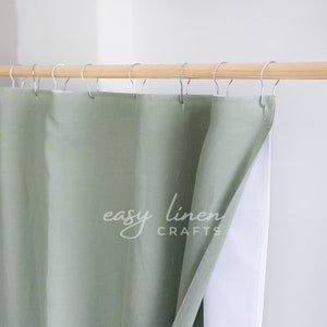 Waterproof linen shower curtain, extra long shower curtain, bath curtain with liner, bathroom curtain with button holes top, custom curtain