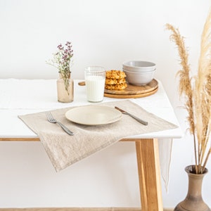 Natural Linen Placemats - Linen Place Mats - Set of Washed Table Mats for Dining - Lunch and Dinner Placemats - Handmade Placemats Set