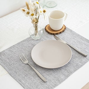 Linen Placemats Set Linen Place Mats Washed Linen Table Mat Dining Mats Natural Table Setting Modern Tableware Housewarming Gift image 1