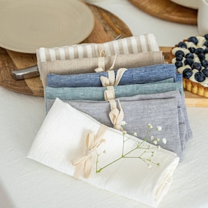 Linen Napkins Set, Set of Natural Linen Fabric Napkins, Washable Napkin ...