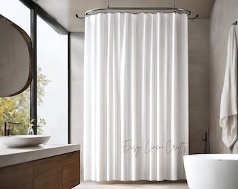 Waterproof linen shower curtain panel, wide linen shower drape with waterproof liner, linen douche curtain, custom clawfoot tub curtain