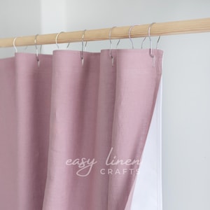 Waterproof linen shower curtain, extra long shower curtain, bath curtain with liner, bathroom curtain with button holes top, custom curtain