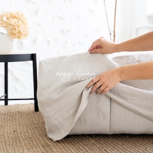 Linen ottoman cover, linen pouf cover, footstool slipcover, custom ottoman seat cover, washable linen ottoman slipcover, pouf ottoman cover