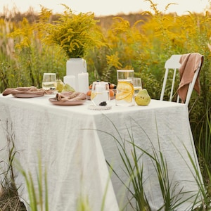 Linen Table Cloth | Large Linen Tablecloth | Rectangular Table Cover | Natural Tablecloth
