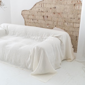 Linen sofa cover, loose couch slipcover, custom sofa slipcover, loveseat slip cover, sofa seat cover