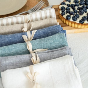 Linen napkins set in various colors, set of natural linen napkin cloth, stonewashed linen napkins, table napkin cloth, kitchen table decor image 1