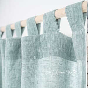 Tab Top Linen Curtain Panel, Semi Sheer Linen Drape for Living Room or Bedroom, Extra Long Curtain, Custom Window Curtain - 1 Panel