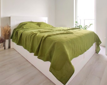 Linen Bedspread - Throw Coverlet and Sheet Cover in One - Bed Slip - Cover Slipcover Top Sheet - Linen Bedding