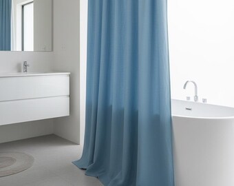 Waterproof linen shower curtain, shower drape with waterproof lining, linen douche curtain, custom bathroom curtain, linen fabric curtain