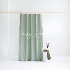 Waterproof linen shower curtain, extra long shower curtain, bath curtain with liner, bathroom curtain with button holes top, custom curtain