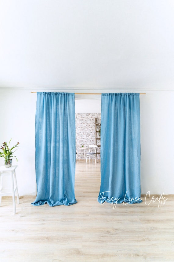 Rod Pocket Curtain Panels, Set of 2 Linen Curtains, Semi Sheer Drapes for Bedroom, Extra Long Drapes, Custom Window Curtains, Linen Drapes
