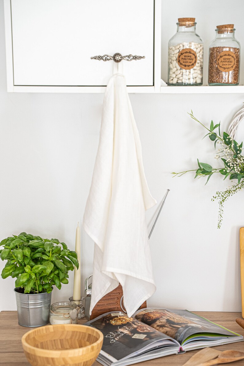a towel hanging on a rack next to a potted plant