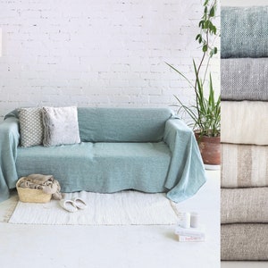 Linen couch cover, linen sofa slipcover, natural linen sofa cover, linen slip cover, sofa seat cover, custom sofa cover, couch slipcover
