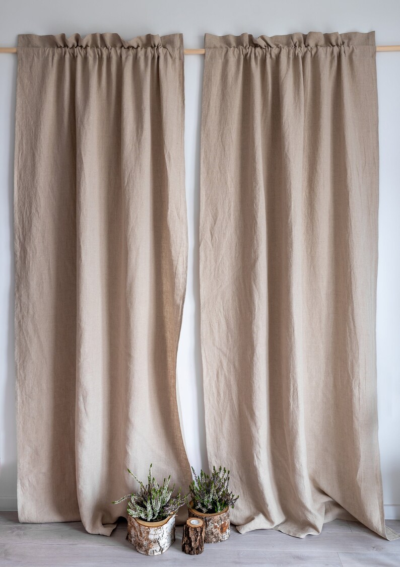 Linen Curtain Panel With Rod Pocket and Header Window Curtain Etsy