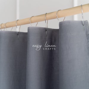 Linen shower curtain with liner, extra long shower curtain with buttonholes top, wide bath curtain, custom curtain, bathroom curtain