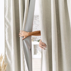 Linen blackout curtain for bedroom, darkening window curtain for nursery, custom curtain, blackout drape, linen lined curtains - 1 Panel
