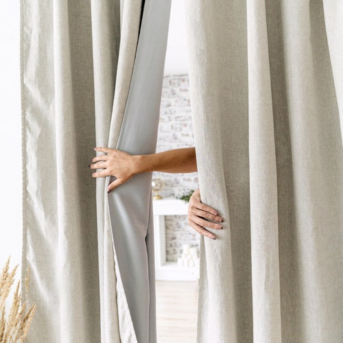 Linen blackout curtain, custom darkening window curtain for nursery, bedroom, living room, blackout drapery - 1 Panel