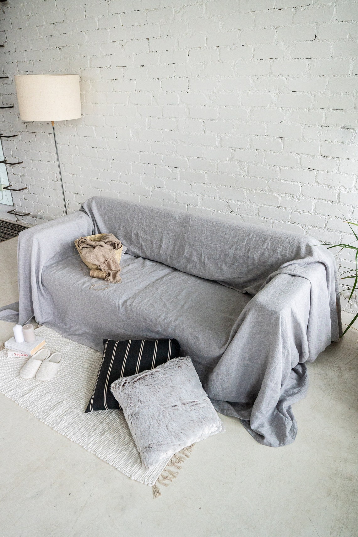 Natural Linen Sofa Cover Linen Couch Cover Linen Sofa Etsy