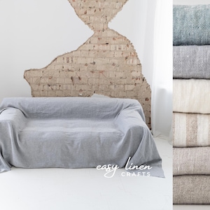Linen sofa cover, loose couch slipcover, custom sofa slipcover, loveseat slip cover, sofa seat cover
