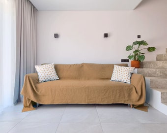 Linen sofa cover, seamless linen couch cover, loose cover, loveseat cover, linen slip cover, custom slipcover