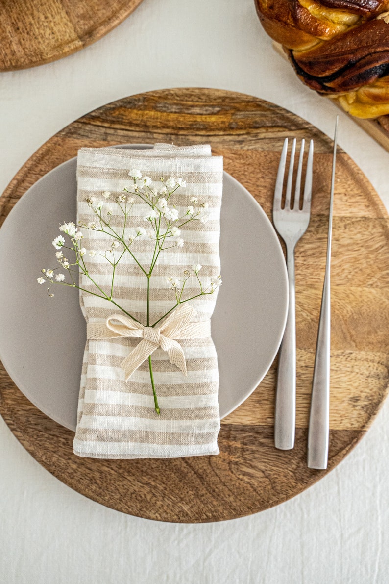 Linen Napkins Set Set of Natural Linen Fabric Napkins Etsy