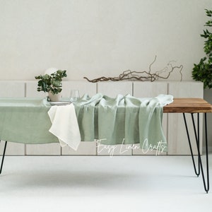 Linen tablecloth in various colors, large linen table cloth, natural tablecloth, custom tablecloth, stonewashed tablecloth, long tablecloth image 6
