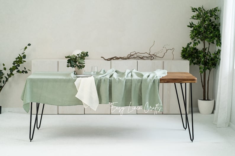Linen tablecloth in various colors, large linen table cloth, natural tablecloth, custom tablecloth, stonewashed tablecloth, long tablecloth image 6