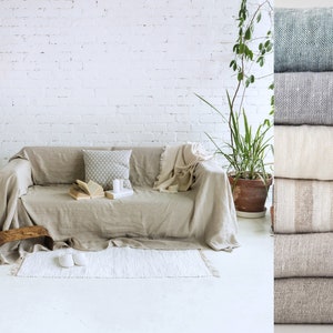 Linen sofa cover, sofa slipcover, natural linen couch cover, linen sofa throw, couch slip cover, loveseat slipcover, custom slip cover