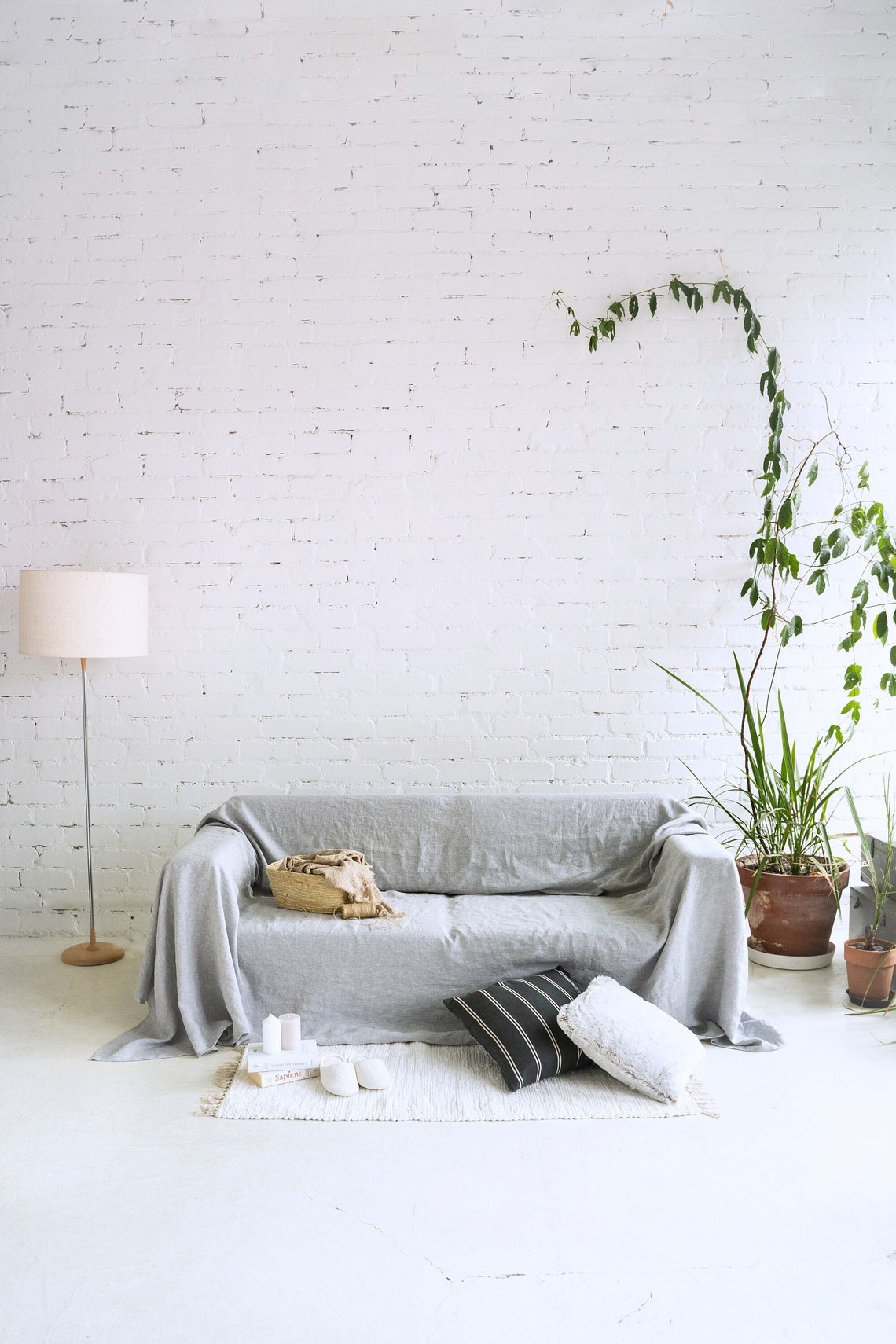 Natural Linen Sofa Cover Linen Couch Cover Linen Sofa Etsy