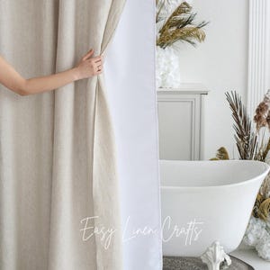 Waterproof linen shower curtain, linen bath curtain, extra long shower curtain, douche curtain, custom bathroom curtain, shower drape