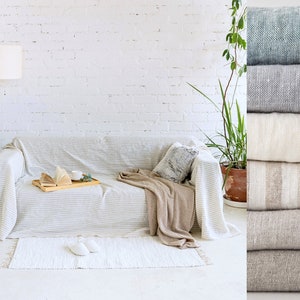 Couch slipcover, linen sofa cover, natural linen couch cover, custom sofa cover, loveseat cover, sofa seat cover, farmhouse slip cover