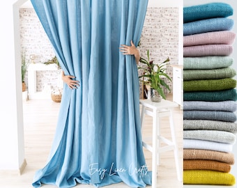 Linen Curtain Rod Pocket Top, Extra Long Linen Curtain Panel, Natural Linen Drape, Living Room Curtain, Custom Curtain - 1  Panel