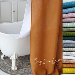Linen Shower Curtain with Waterproof Liner, Linen Shower Drape, Custom Bathroom Curtin, Boho Douche Curtain, Long Shower Curtain Panel