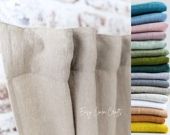 Linen Semi Sheer Back Tab Curtain for Bedroom Living Room - Stonewashed Natural Linen Drape - Long Wide Custom Curtain - 1 Piece