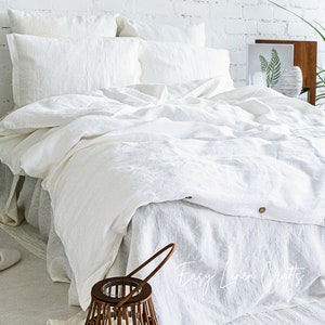 Linen Duvet Cover and 2 Pillowcases Set - Linen Bedding - Stonewashed Duvet Cover with Pillow Shams - Farmhouse Bed Linens - Gift Idea
