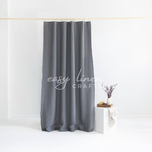 Waterproof linen shower curtain, extra long shower curtain, bath curtain with liner, bathroom curtain with button holes top, custom curtain