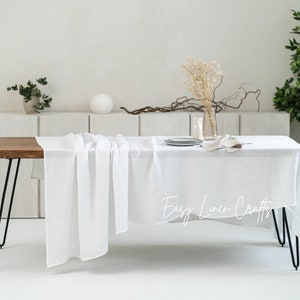 Washed linen tablecloth, extra long table cloth, dining table cloth, large table cover, custom tablecloth, Rectangular or oval tablecloth