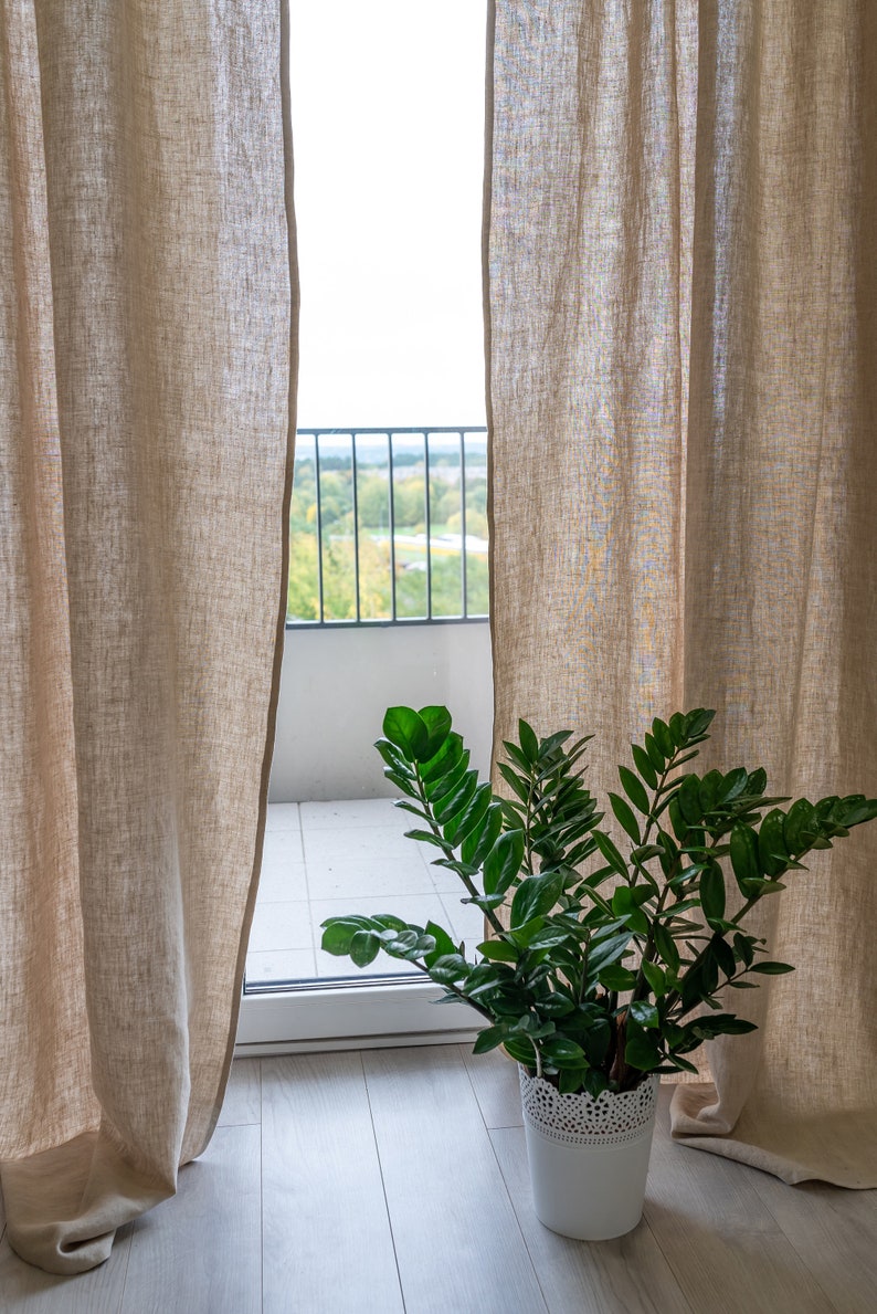 Linen Curtain Panel Back Tab Linen Curtain Drape Wide Long Etsy