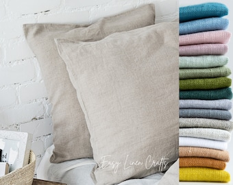 Linen pillowcases set of 2, linen pillow covers, natural linen sham covers with envelope closure, linen throw covers, pillow slip covers