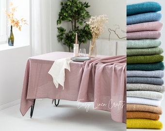 Natural Linen Table Cloth | Dining Tablecloth | Custom Size Tablecloth | Large Linen Tablecloth | Kitchen Tablecloth | Washed Linen Cloth