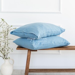 Linen Pillowcases Set of 2, Bed Pillow Covers with Envelope Closure, Sham Covers, Cushion Covers, Standard, Queen, King, Custom Pillowcases