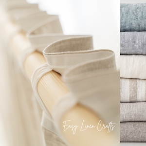 Linen Curtains with Back Tabs, Set of 2 Curtains, Semi Sheer Linen Drapes, Extra Long or Wide Curtains, Large Custom Window Curtains