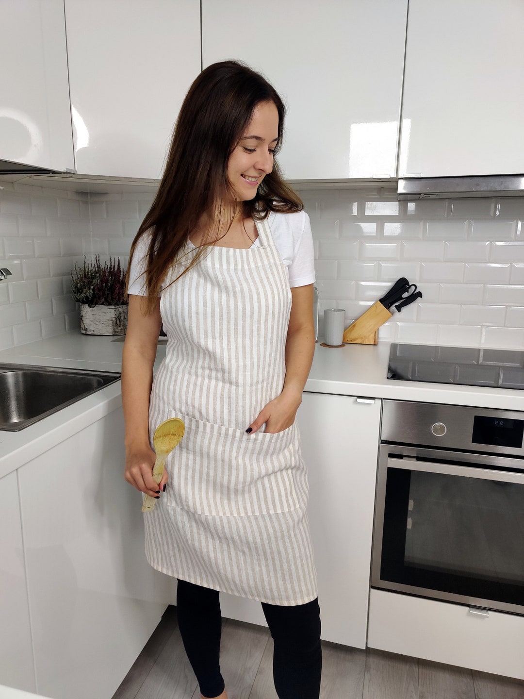 Linen Apron For Home Ladies Vest Type Kitchen Household Workwear