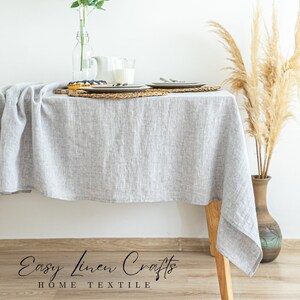 Natural Linen Tablecloth, Rectangle Tablecloth, Square, Circle or Oval Tablecloth, Custom Table Cloth image 5