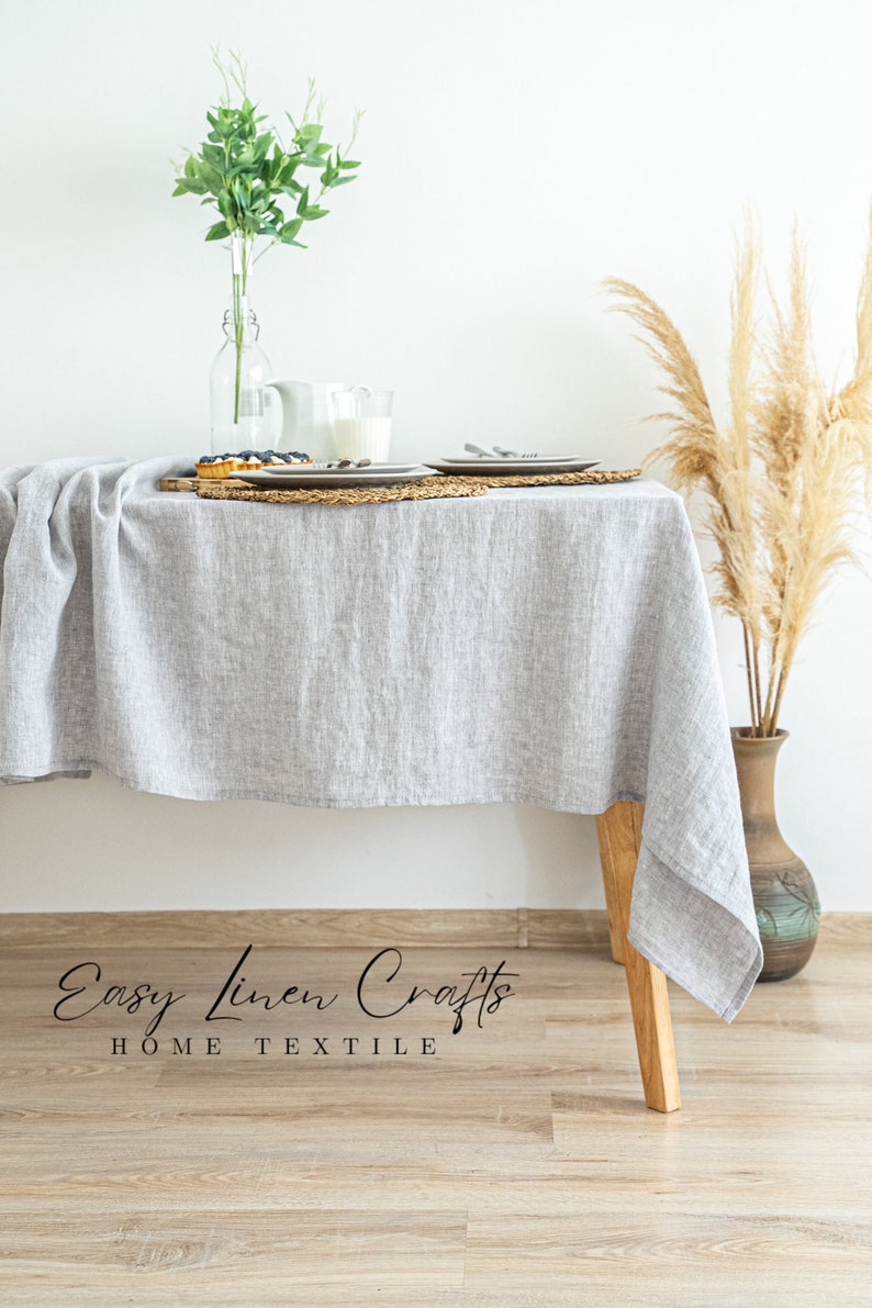Natural Linen Tablecloth, Rectangle Tablecloth, Square, Circle or Oval Tablecloth, Custom Table Cloth image 5