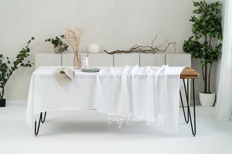 Linen tablecloth in various colors, large linen table cloth, natural tablecloth, custom tablecloth, stonewashed tablecloth, long tablecloth image 2