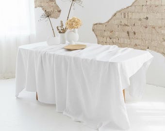 Linen tablecloth, stonewashed linen rectangle tablecloth, oval table cloth, custom tablecloth for Thanksgiving, Christmas, Easter